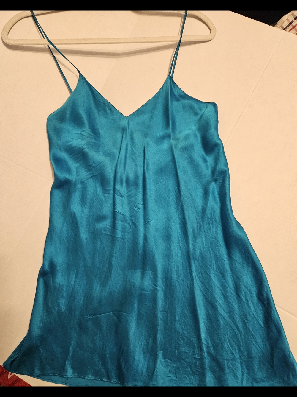 Vintage Victoria's Secret Teal Silk Spaghetti Strap Chamise
